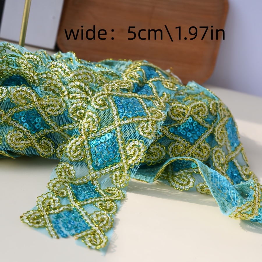 1.83 Meter Sequin Lace Mesh Embellishment for Clothing and Crafts